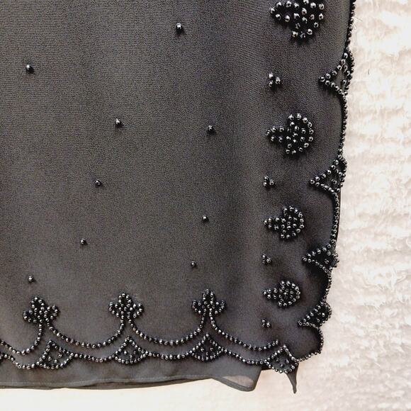 Skirt Maxi Size 18W Black Bead Scallop Evening Elegant Glam Formal Old Money - Picture 3 of 16